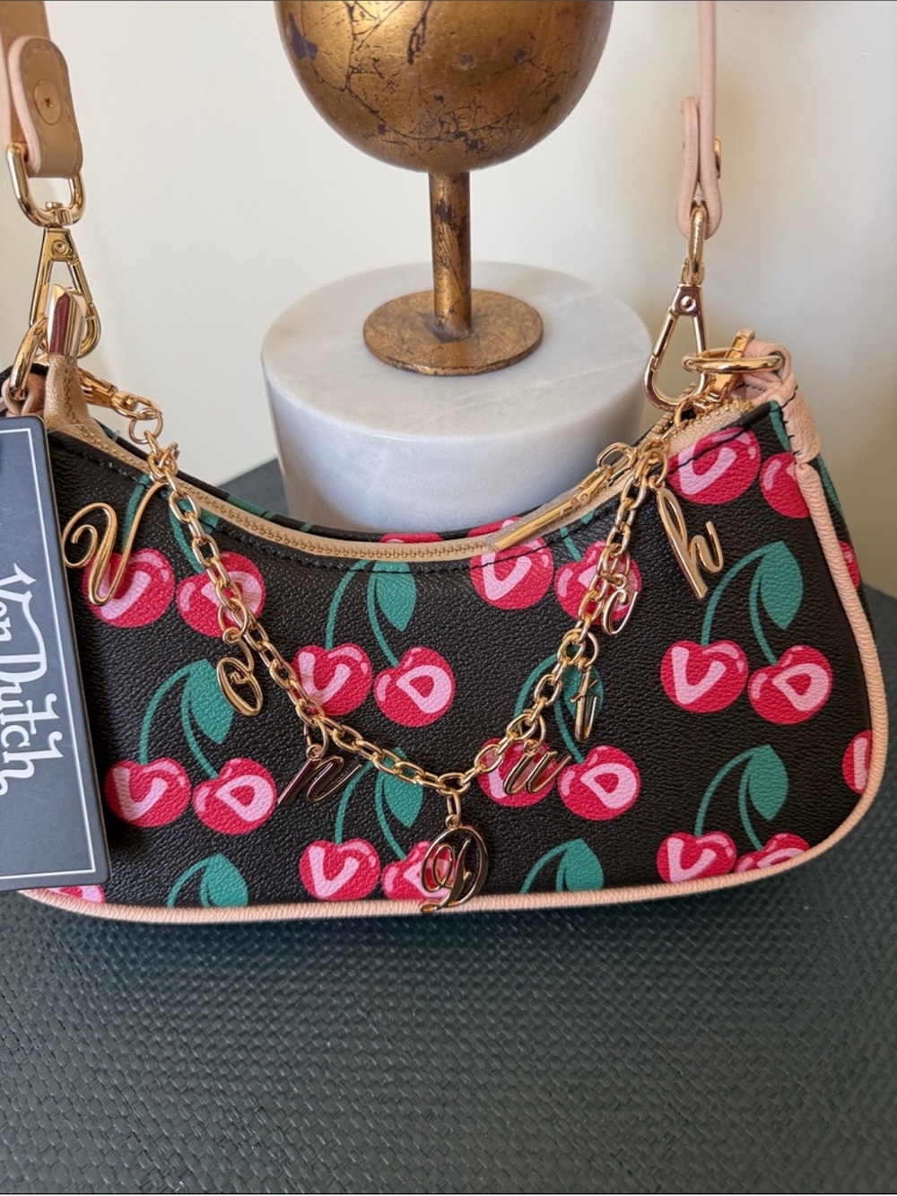 Von Dutch- NWT! Black Cherry Print Mini Shoulder Bag - Picture 4 of 9